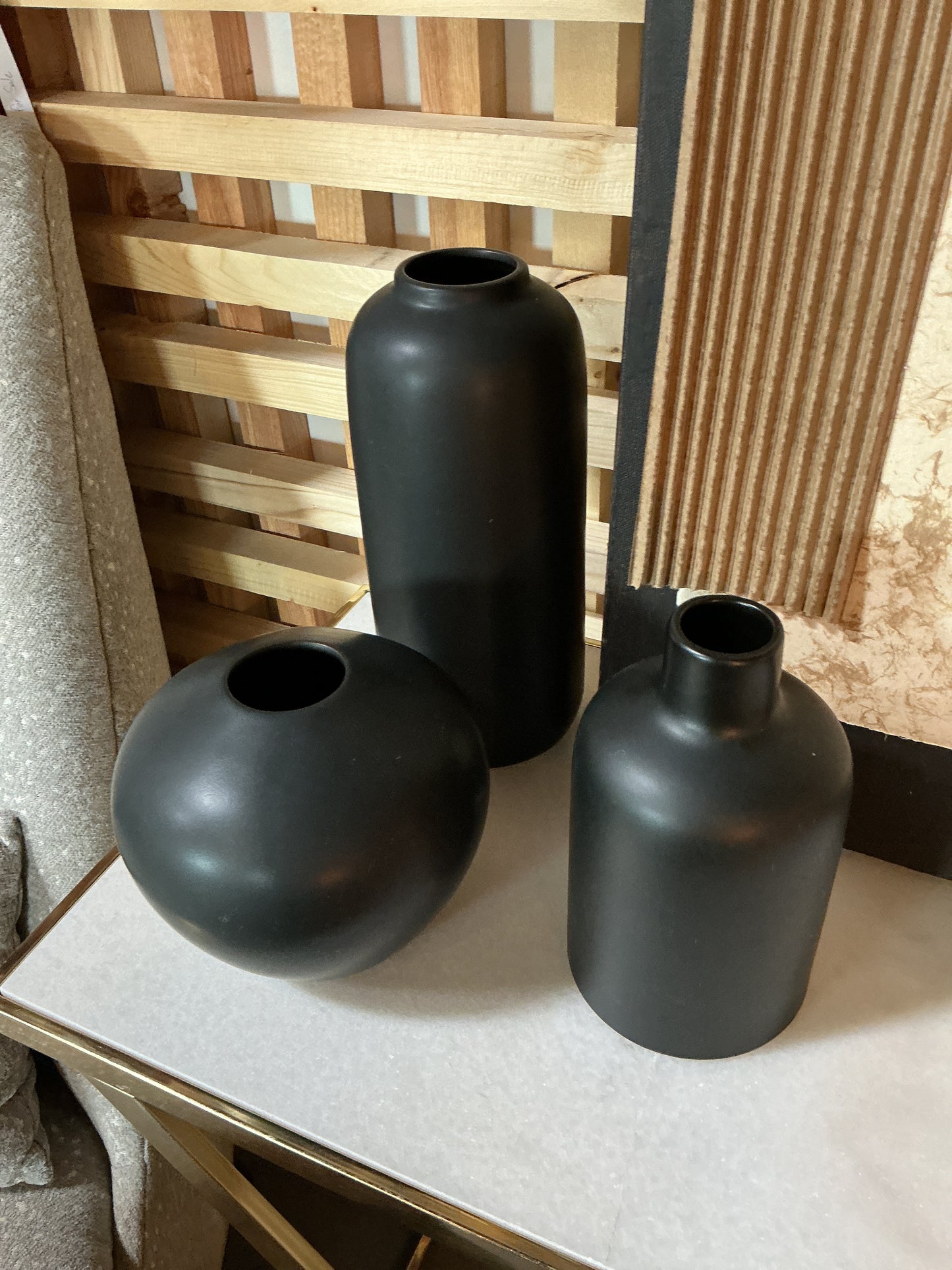 Black ceramic vase set of 3