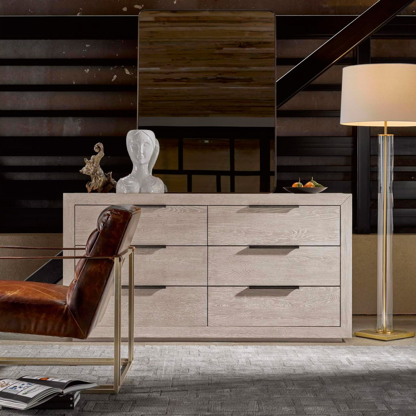 Six Drawer Modern Huston Dresser in Beige