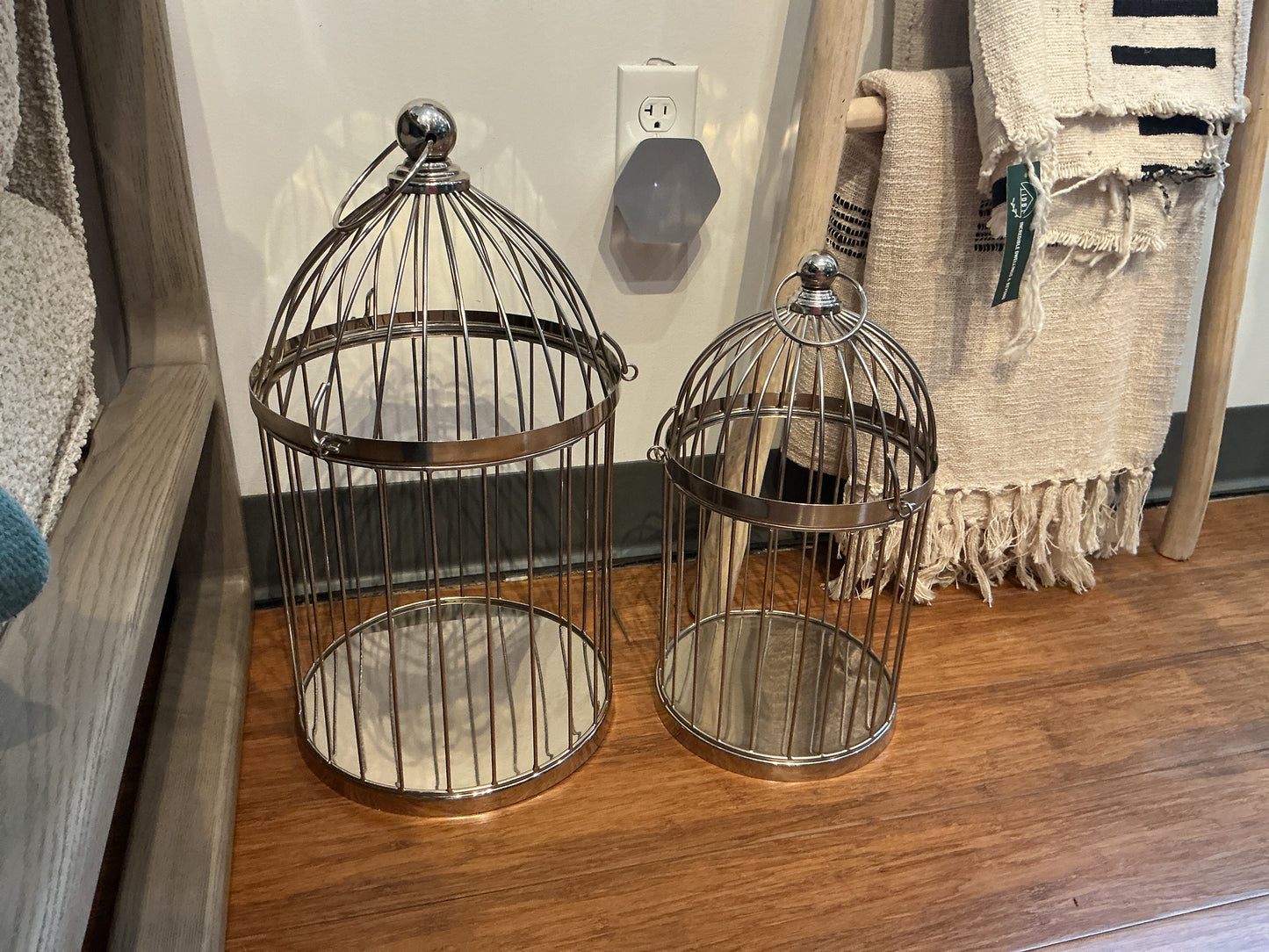 Set of 2 Silver Metal Cages