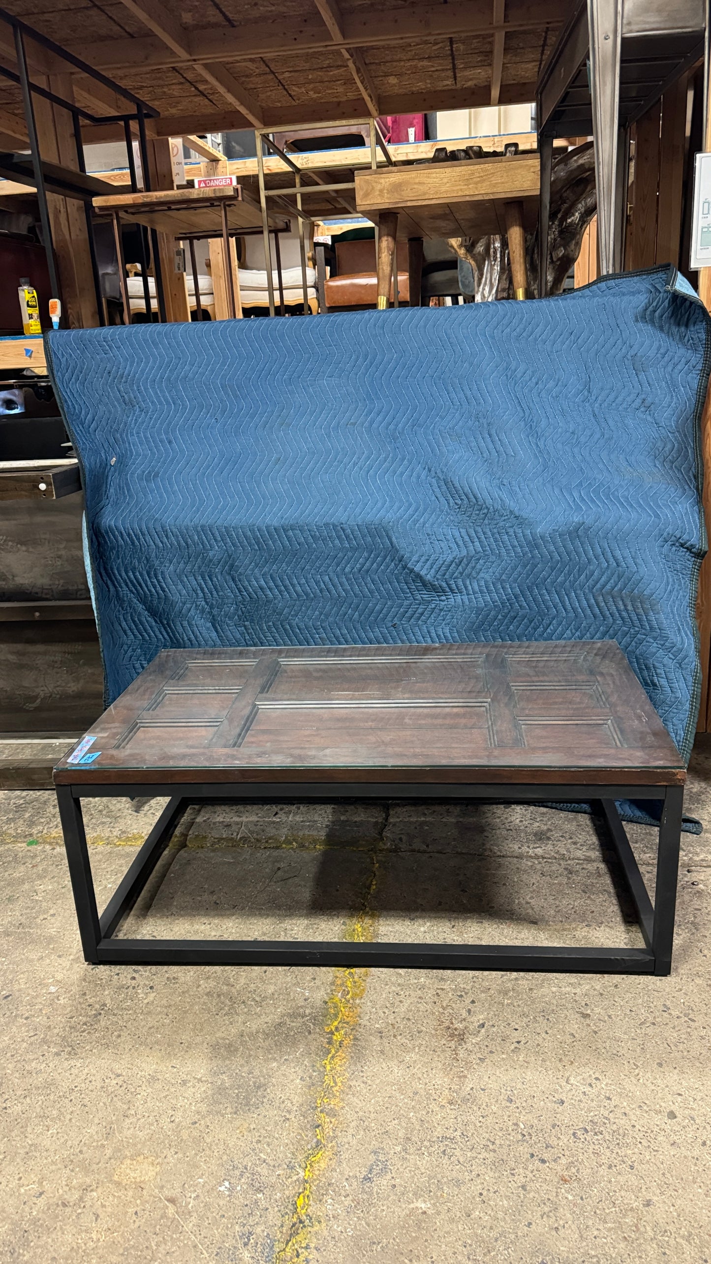 Door Coffee Table with Glass Top