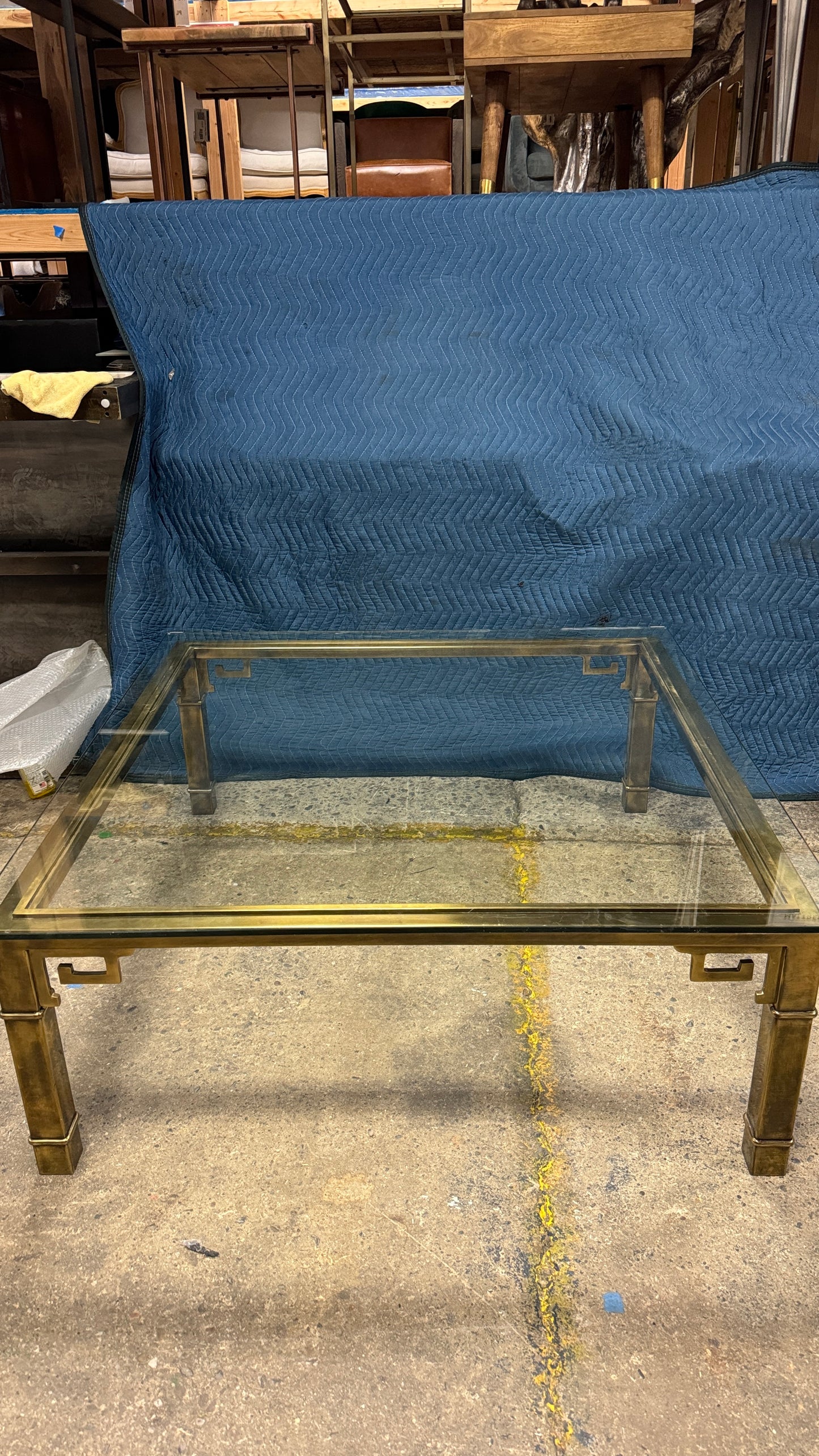 Brass Coffee Table and Glass Top