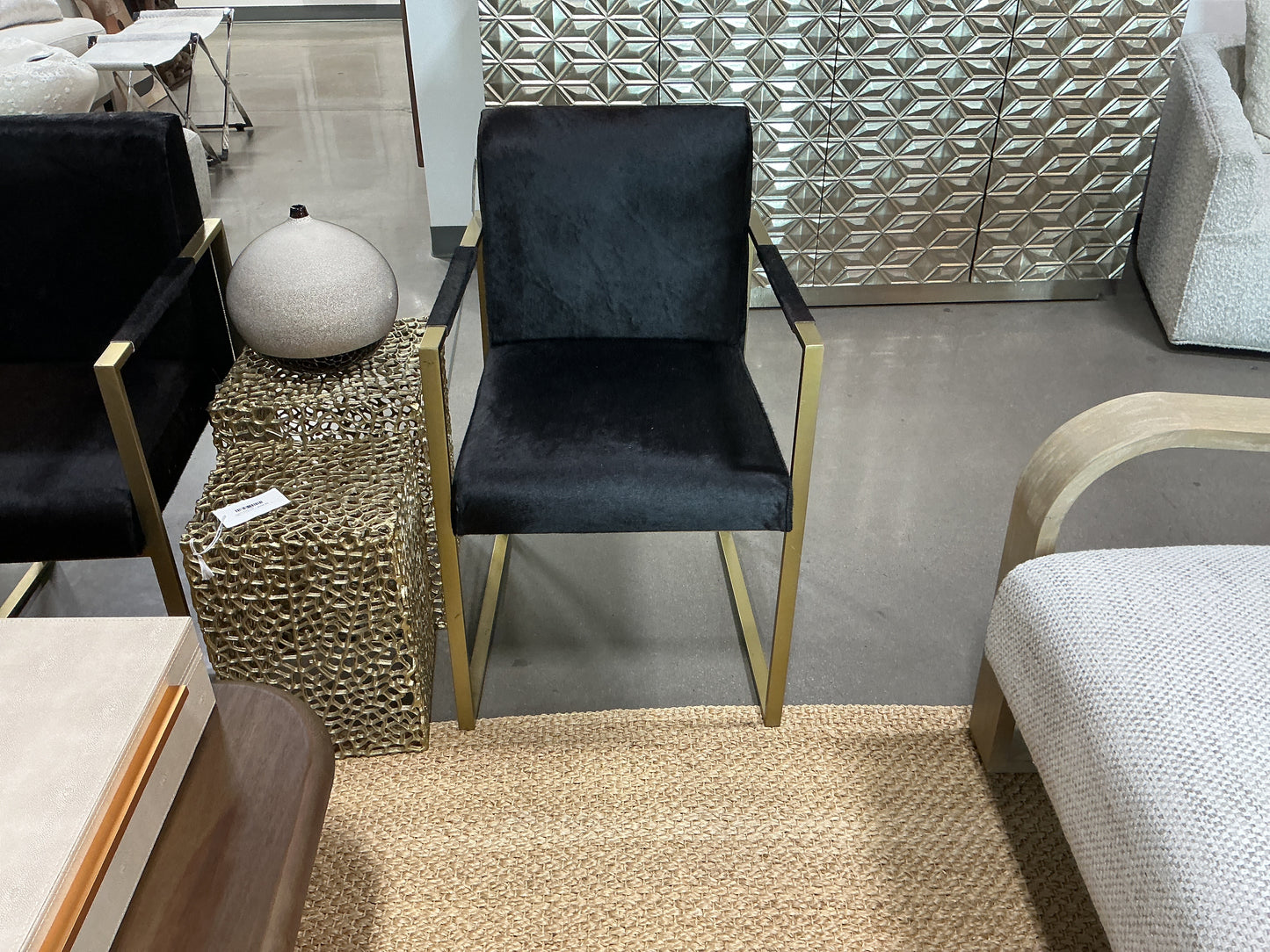 Black and Gold Fur Chair