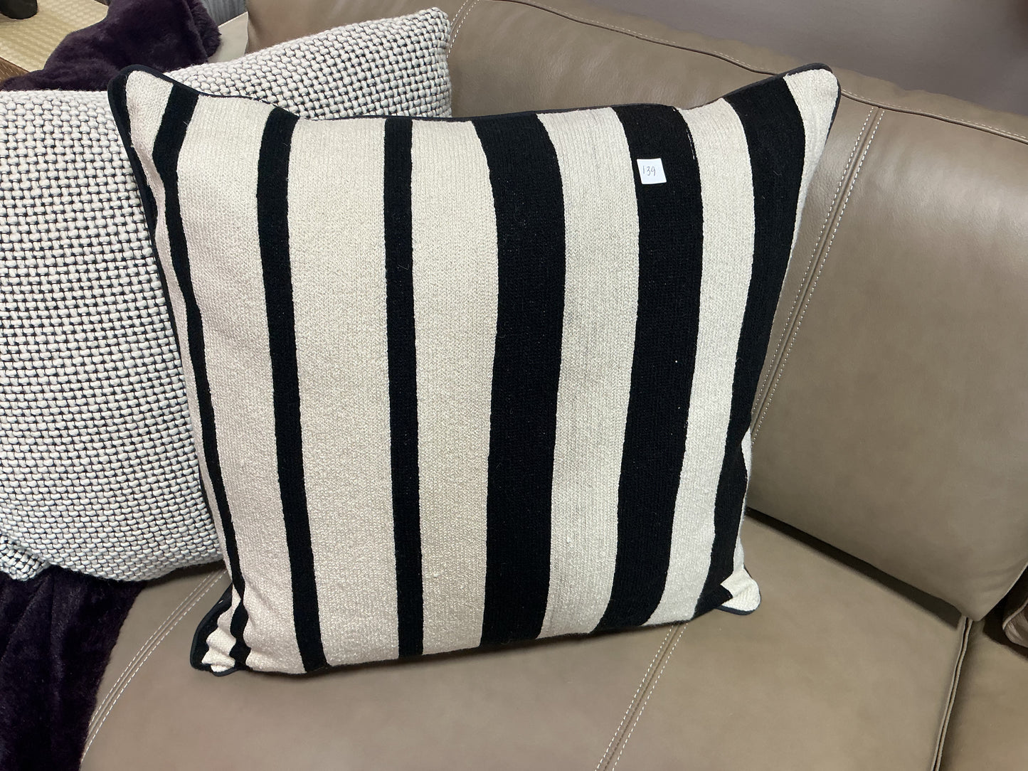 Black and cream striped pillow cover