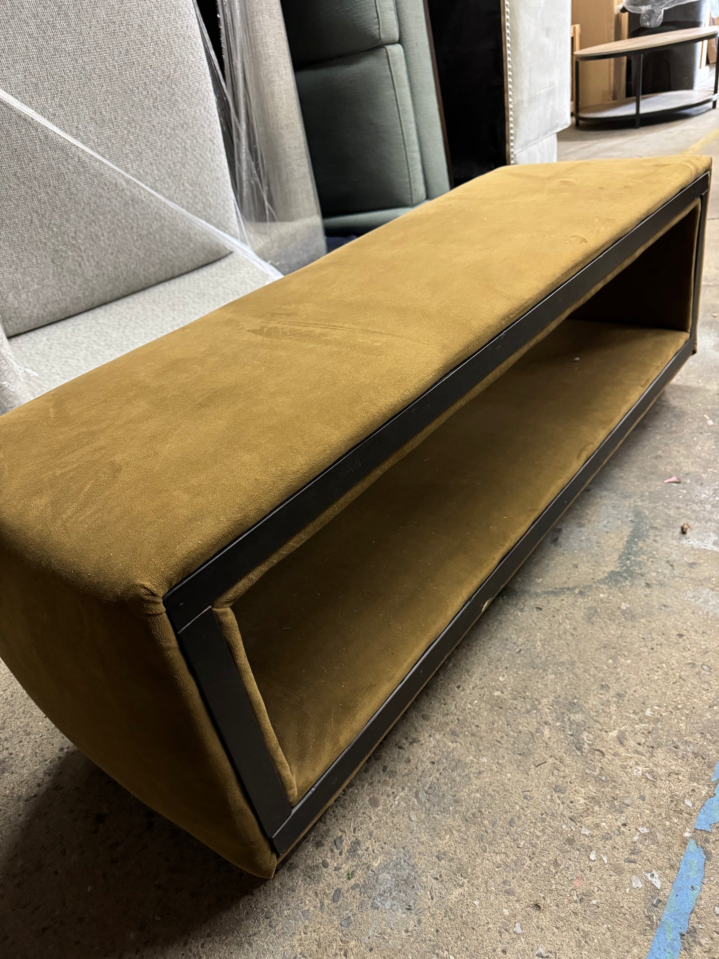 Brown Velvet Bench