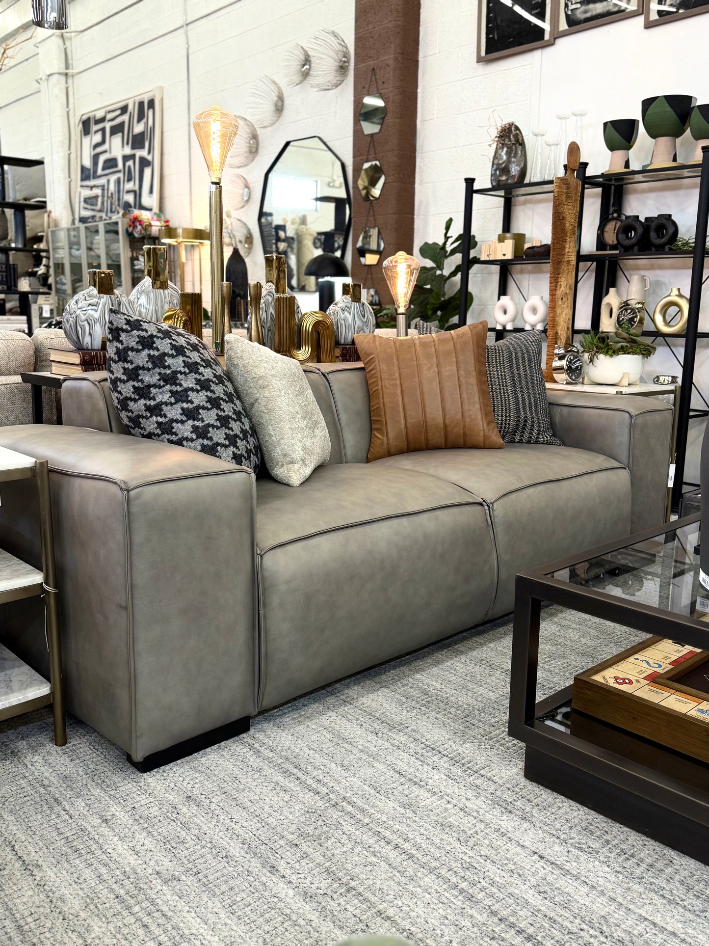 Taupe Leather Sofa