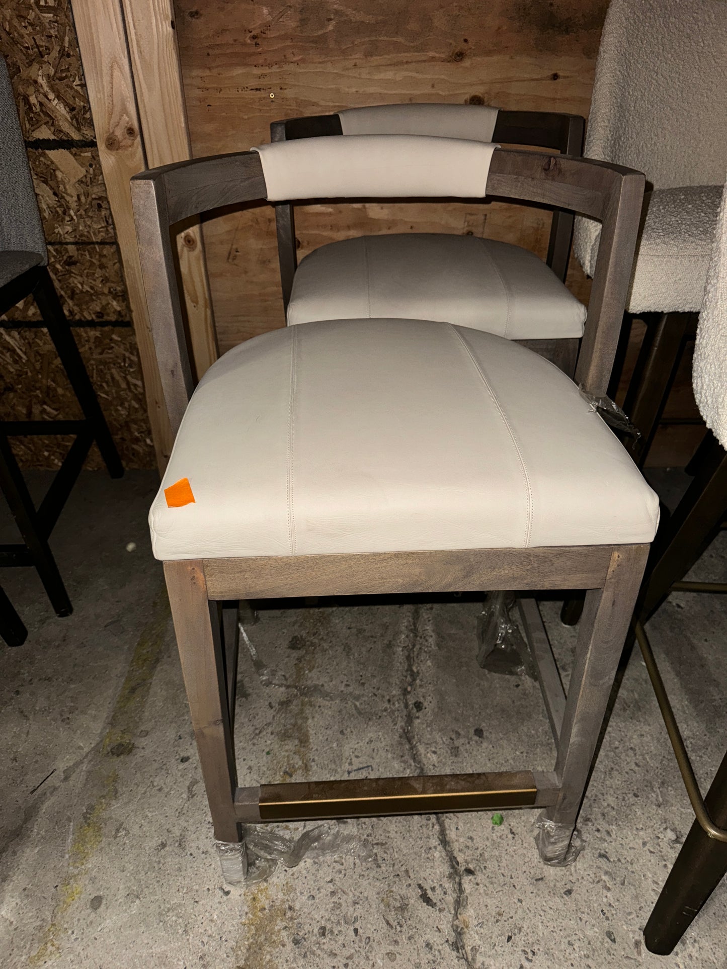 White Counter Stool with Arm Rest