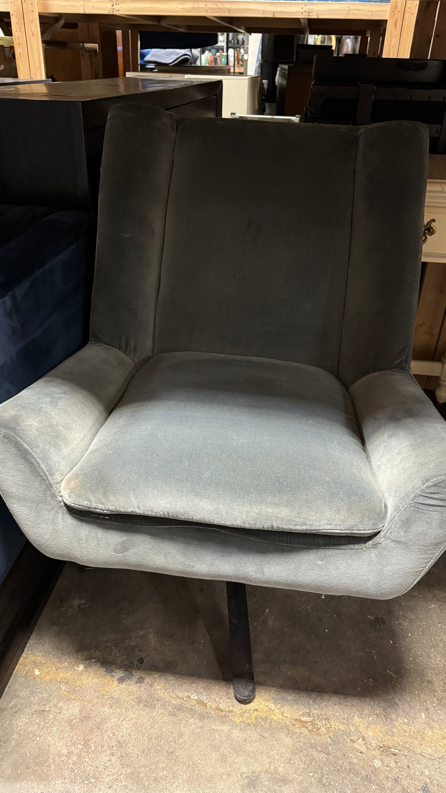 Grey Velvet Side Chair