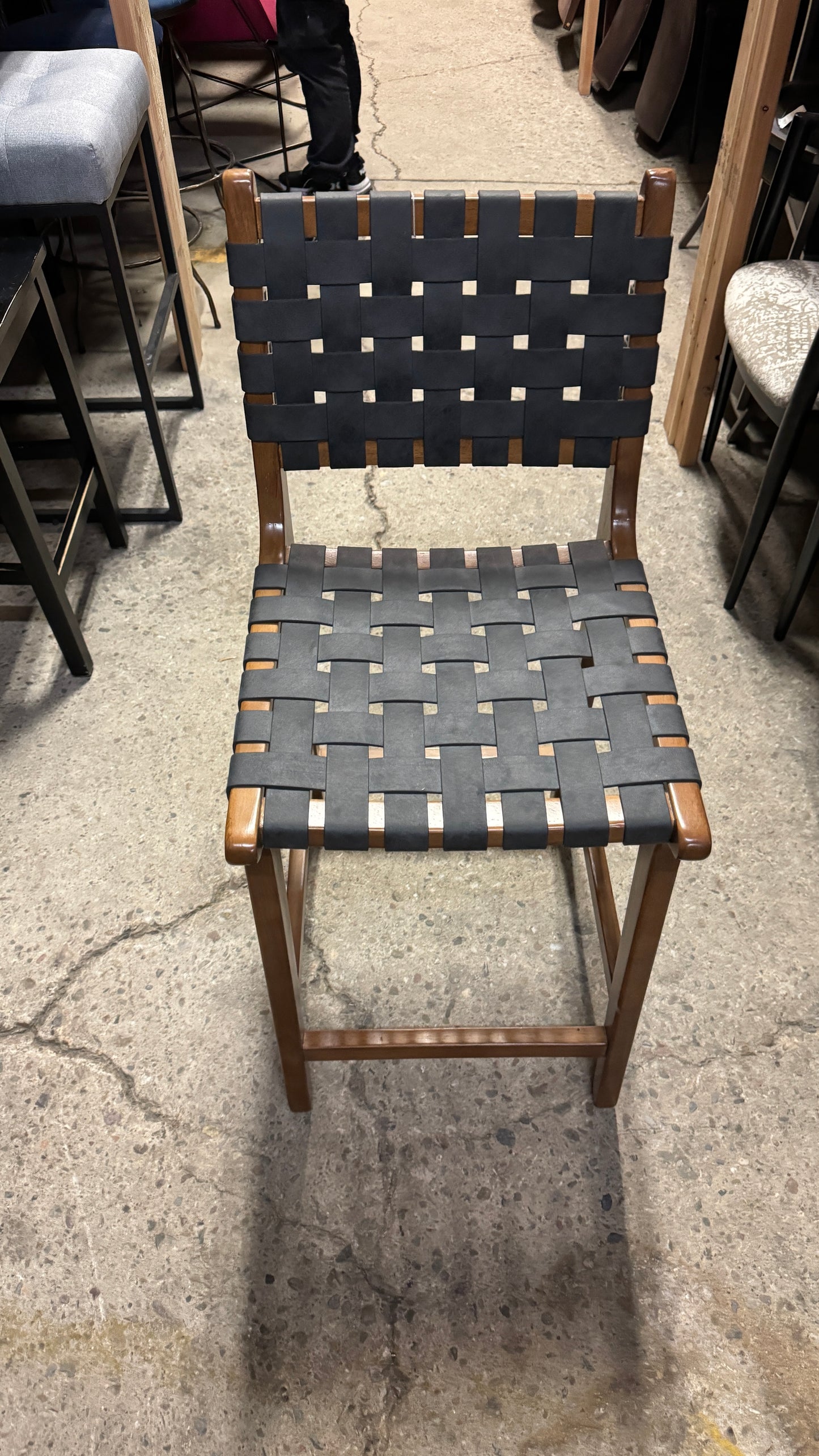 Woven Leather Counter Stools