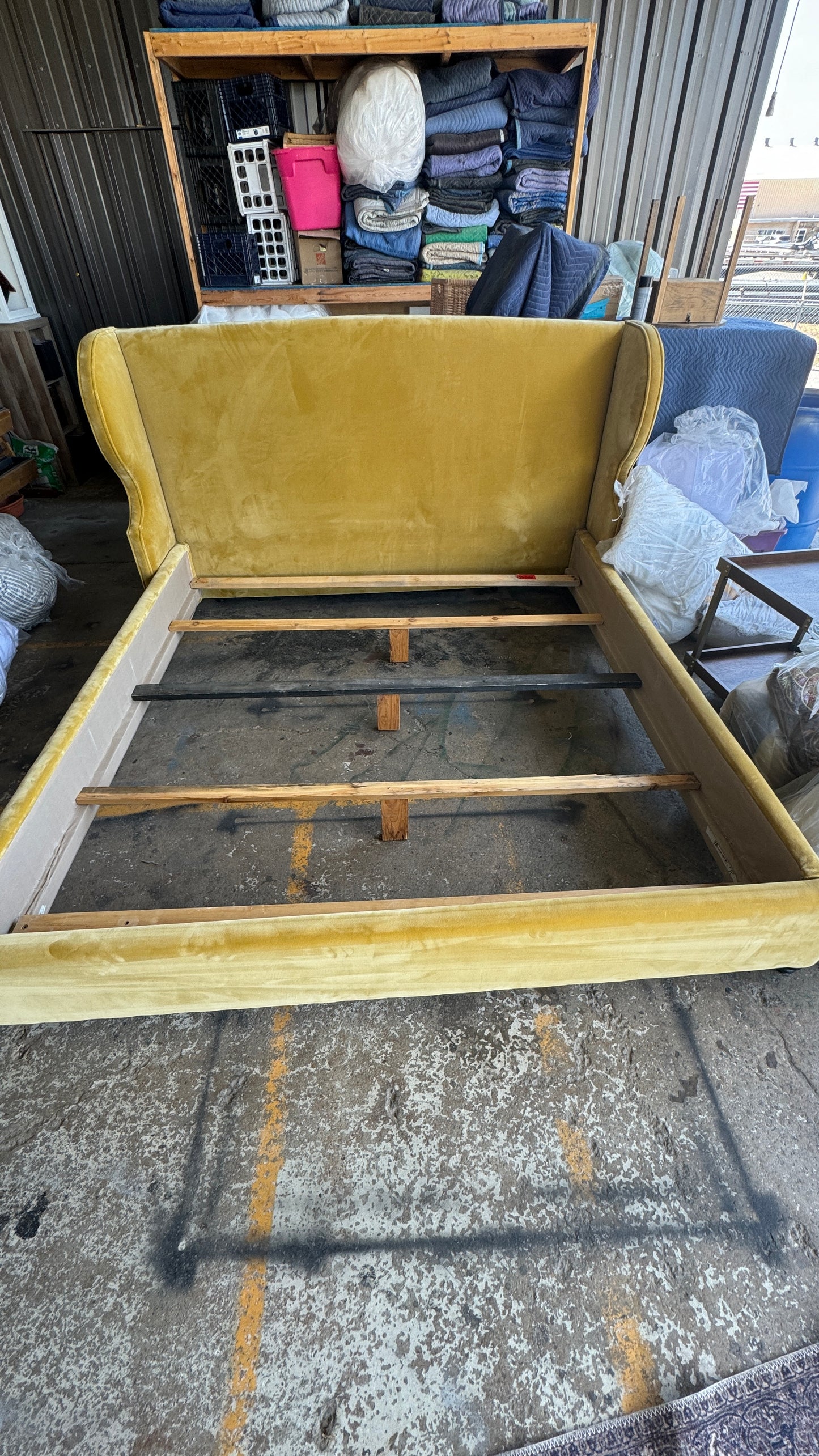 Yellow Velvet King Bed