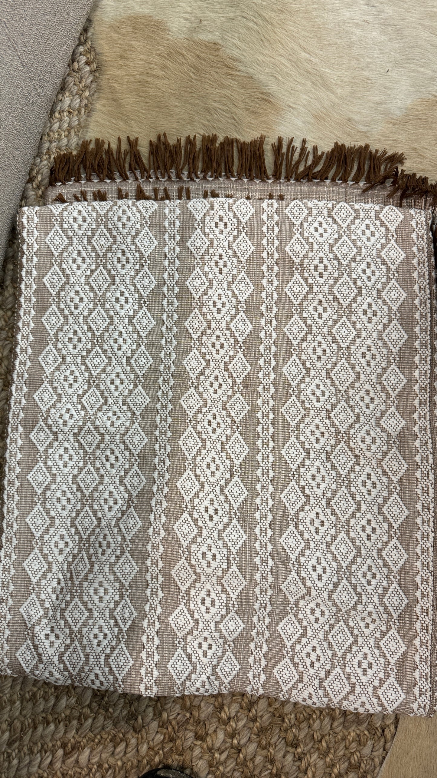 Handwoven White Tan