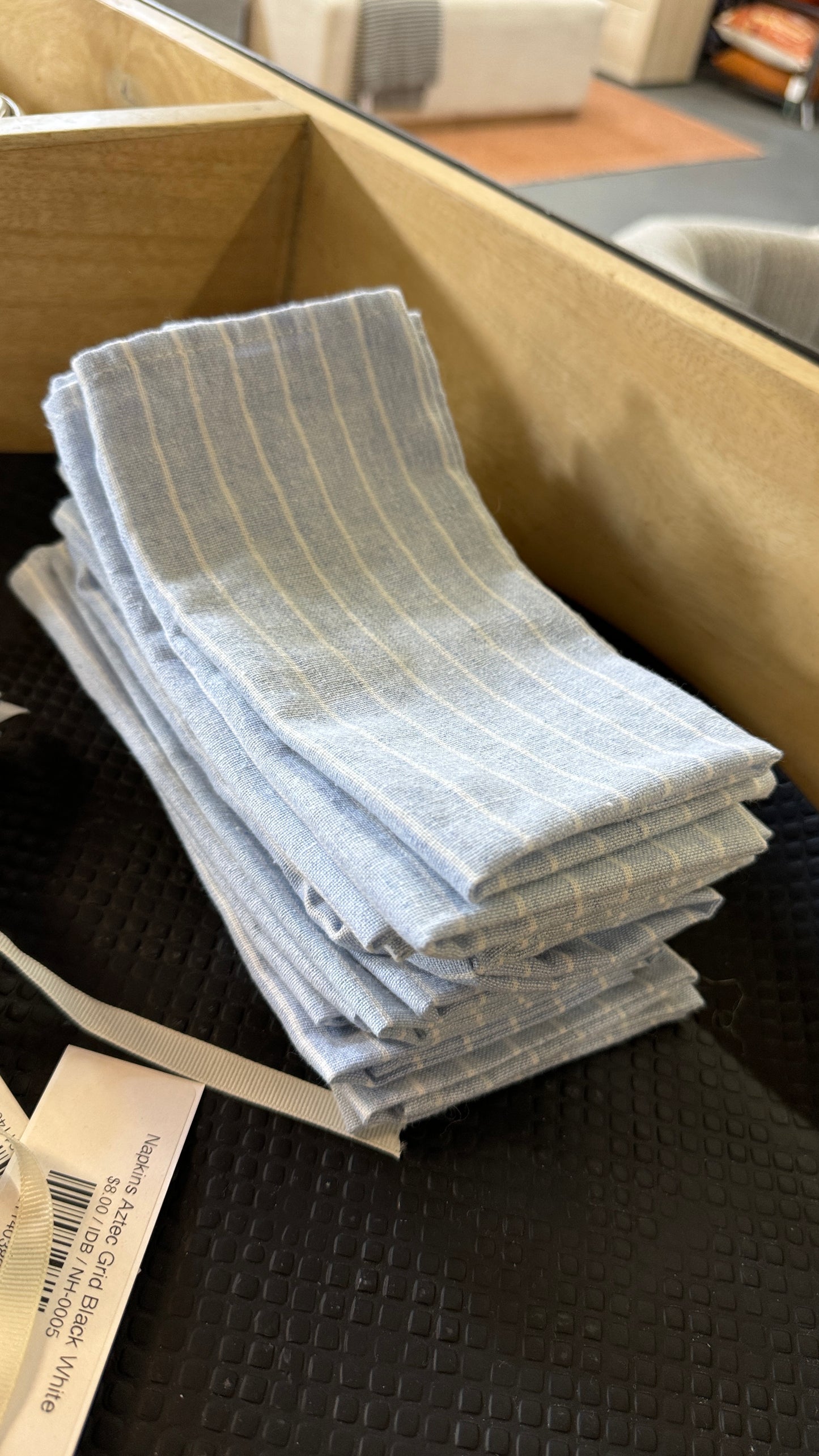 White Stripe Linen Dinner Napkin