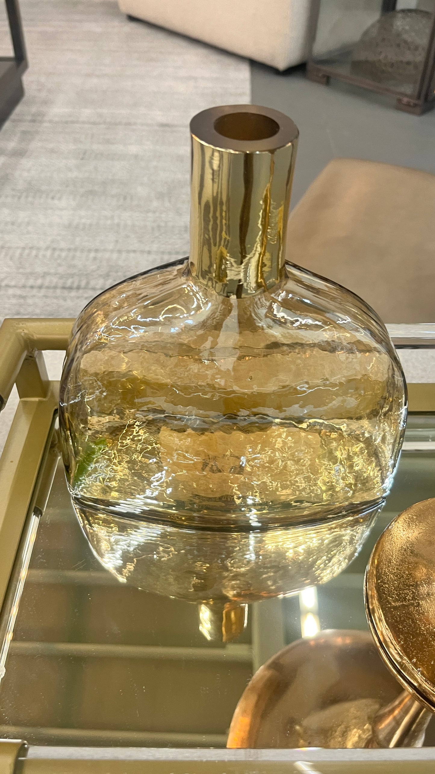 Shiny Gold Glass Bottle