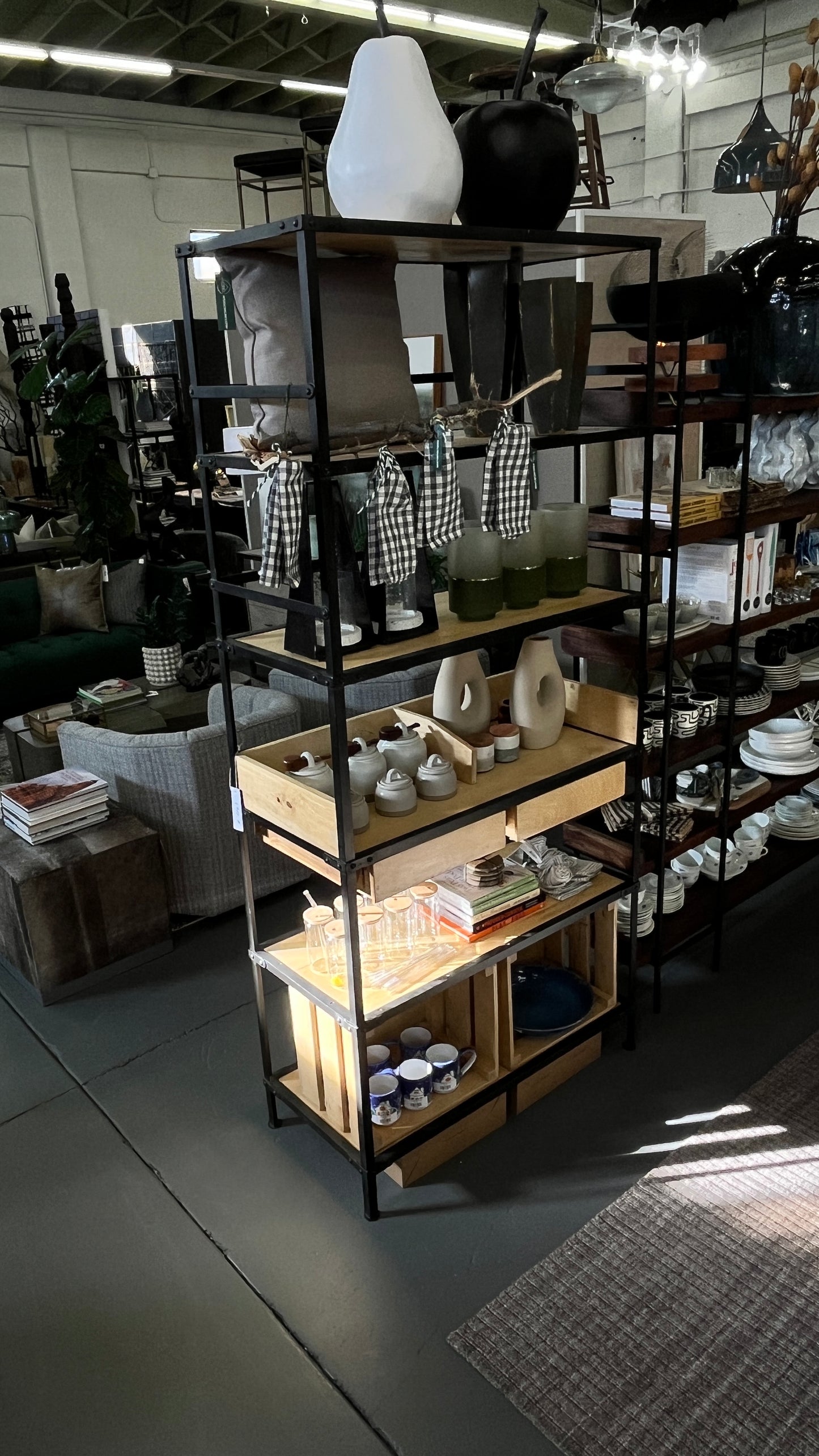6 Story Wooden and Metal Shelf 39L x 18W x 87H
