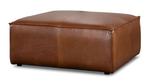 Max Natural Walnut Leather Ottoman