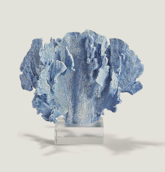 Blue Coral Sculpture on Glass Base