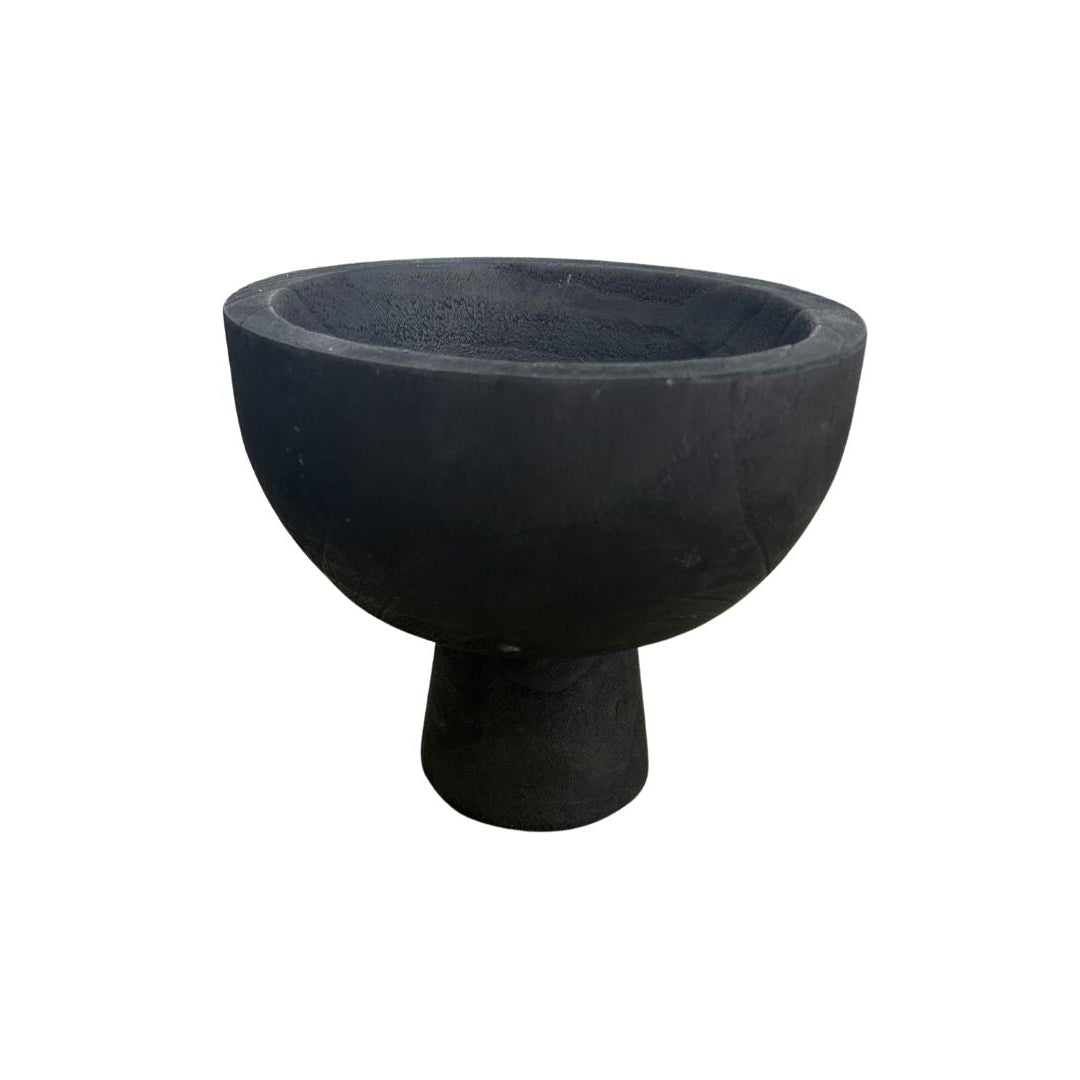 Black Wood Pedestal Bowl