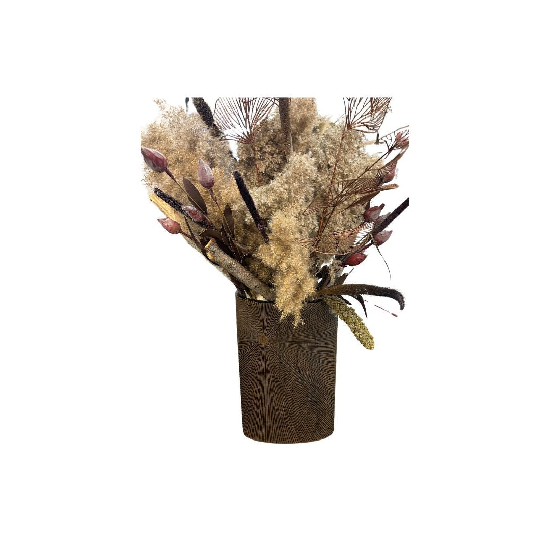 Wood Carved Vase w/ Custom Arrangement