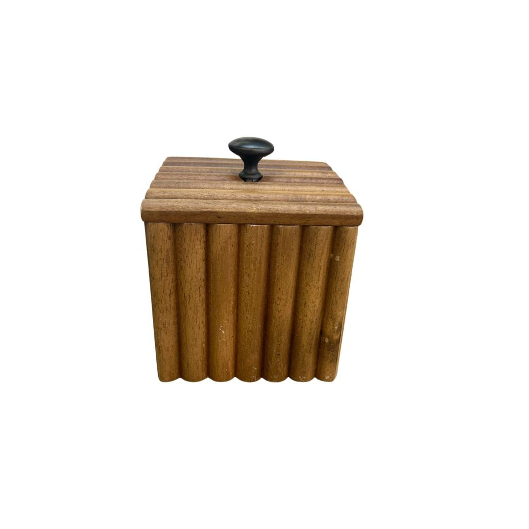 Ribbed Wood Canister (Small)