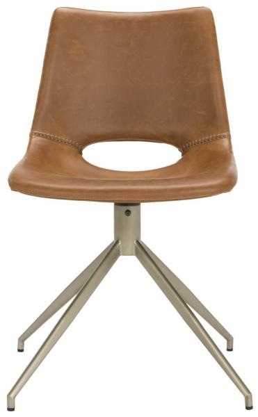 DANUBE MIDCENTURY MODERN LEATHER SWIVEL DINING CHAIR
