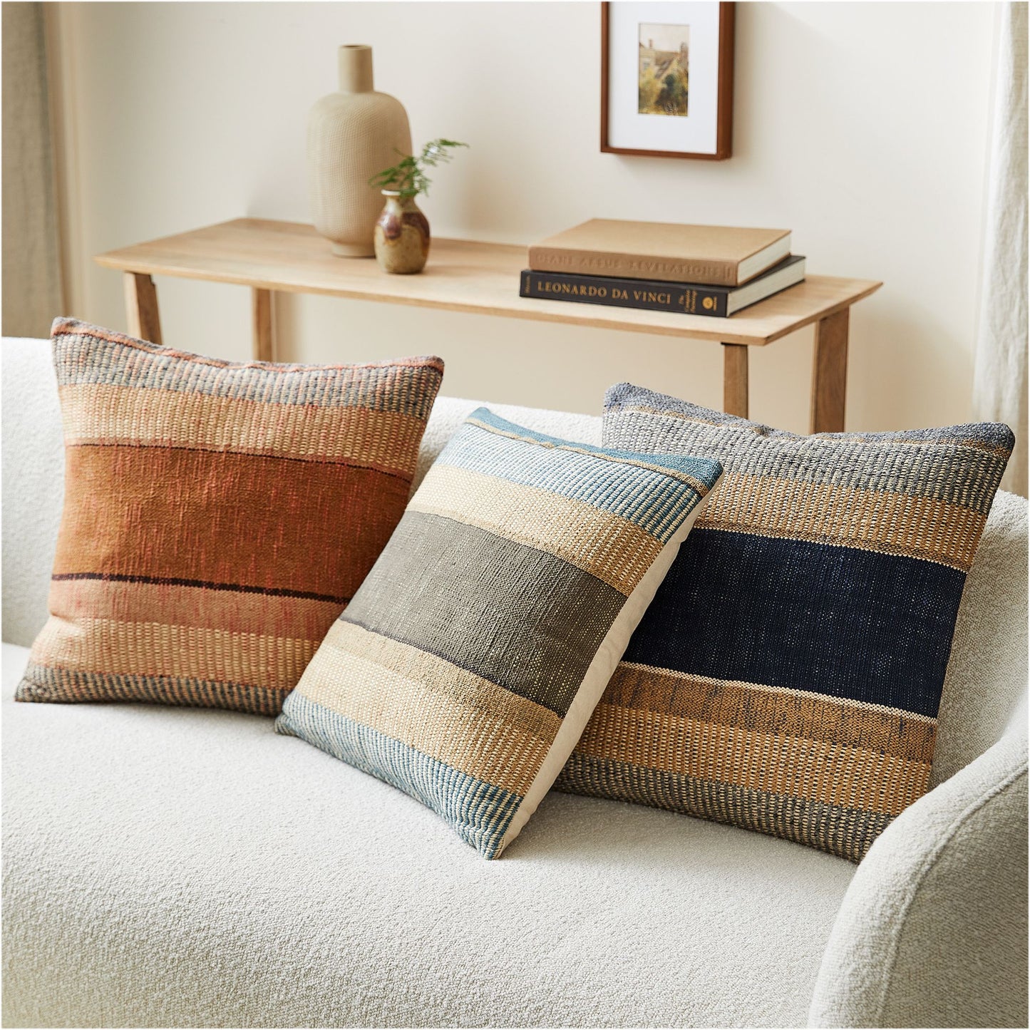 Bold Center Stripe Sq Throw Pillow