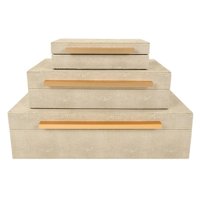 Leather Wrapped Accessory Boxes Set of 3