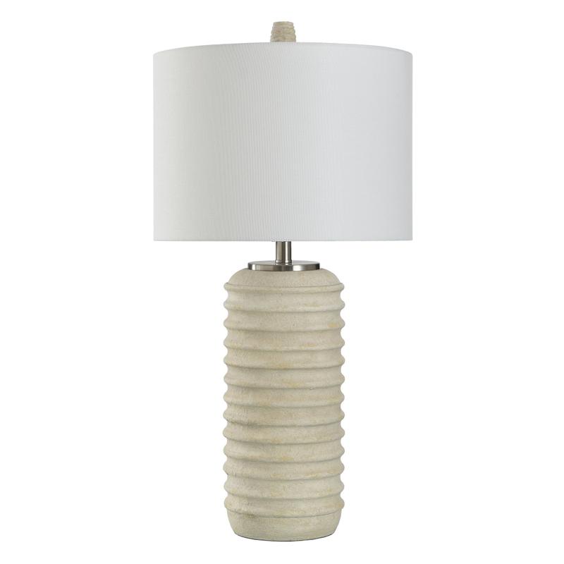 Brie & Brushed Steel Transitional Table Lamp