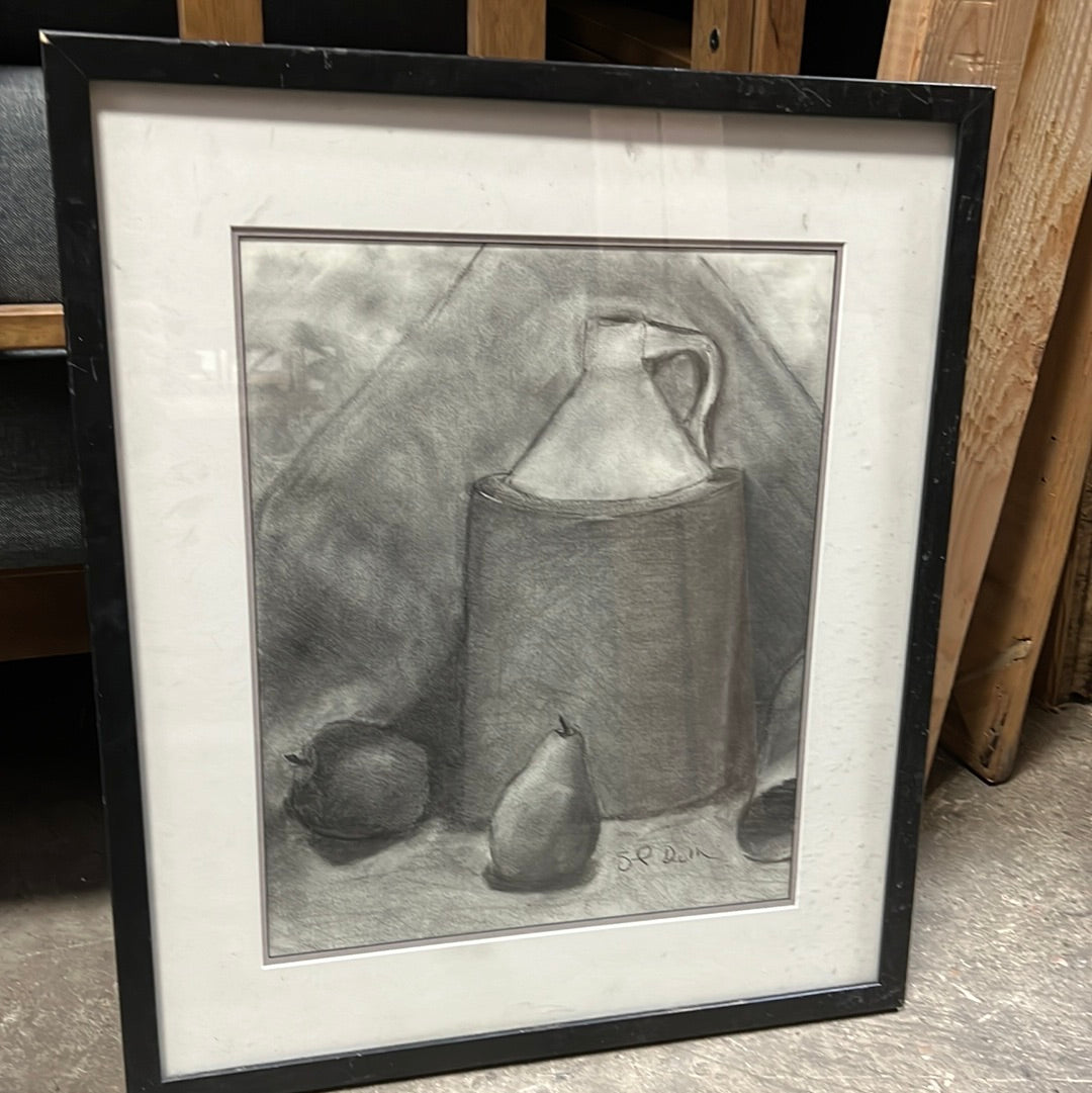 Pot drawing with fruit