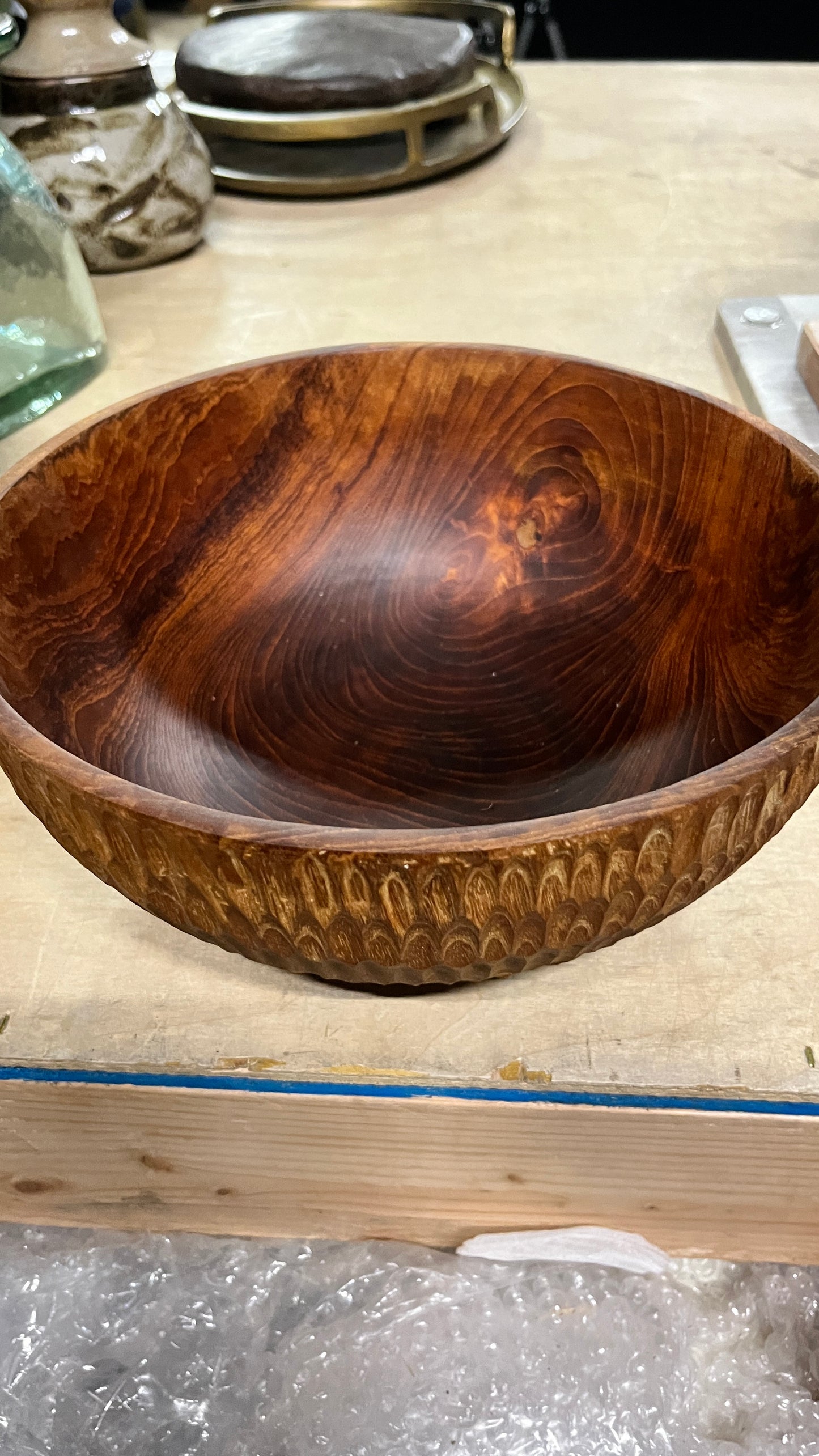 Carved Wooden Large Bowl