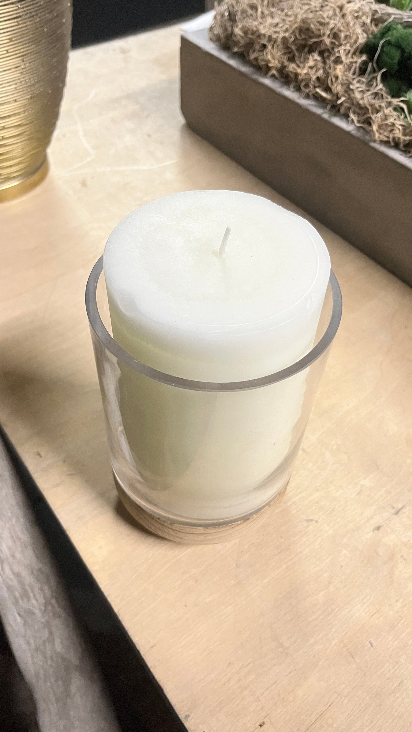 Huge Candle with Glass Candle Holder