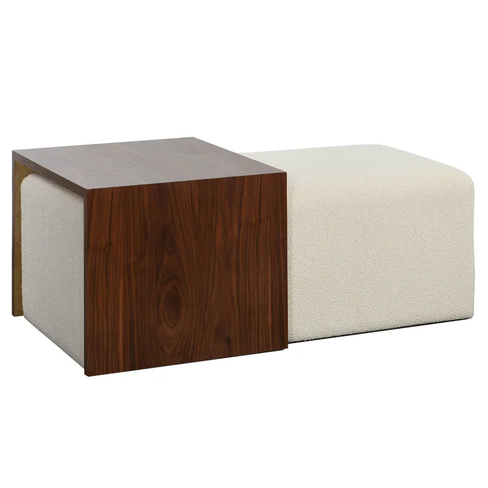 Ivory & Walnut Two Piece Ottoman