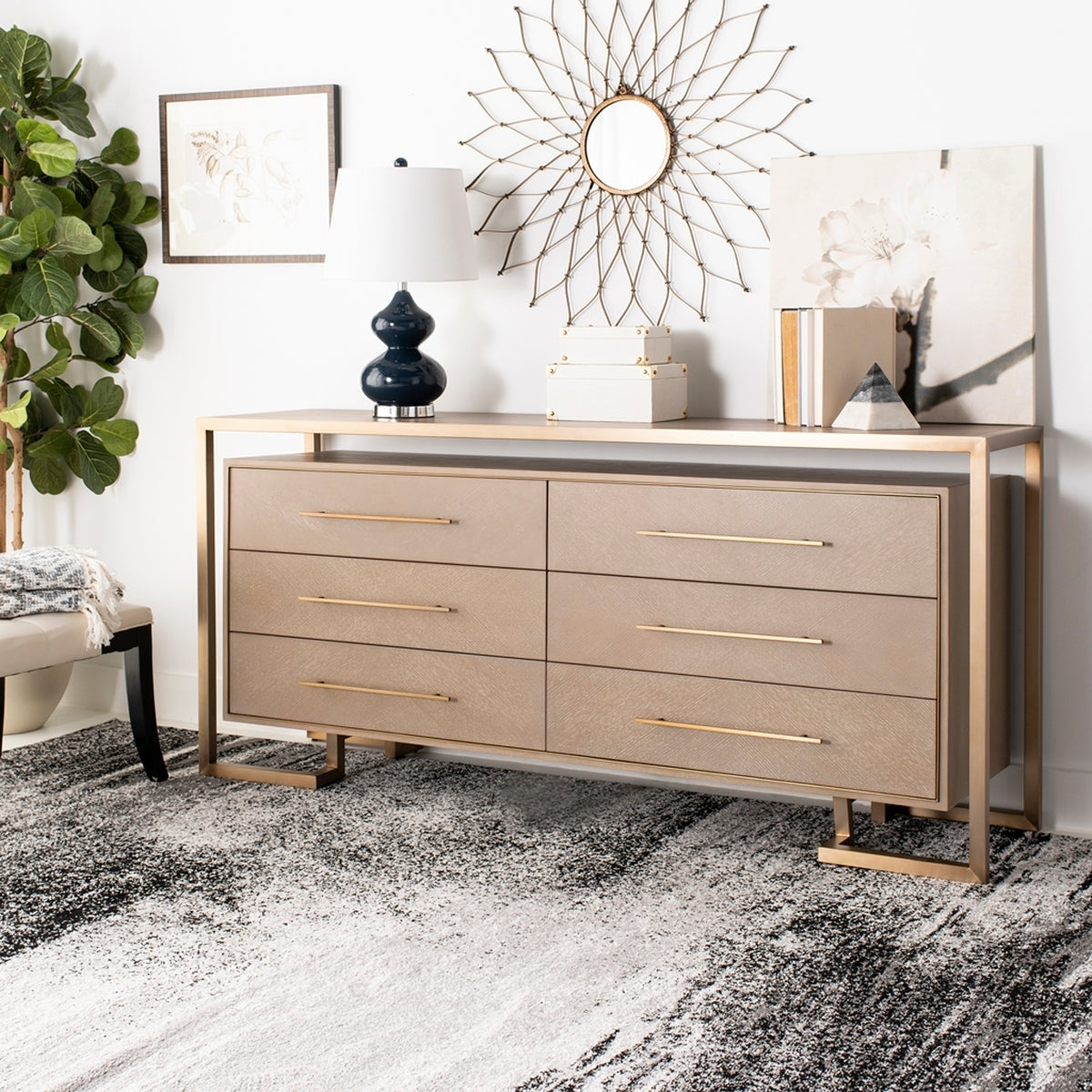 Rowen 6 Drawer Dresser Weathered Oak