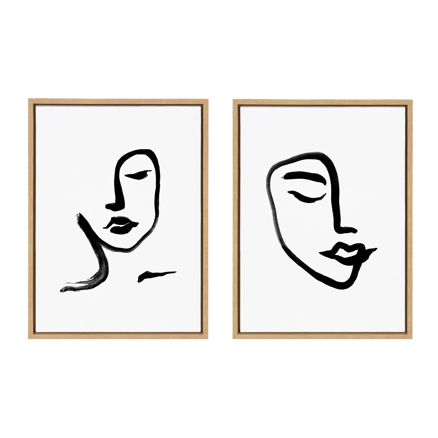 Sylvie Woman Face Art and Face Line Print Framed Canvas Art Set by Viola Kreczmer