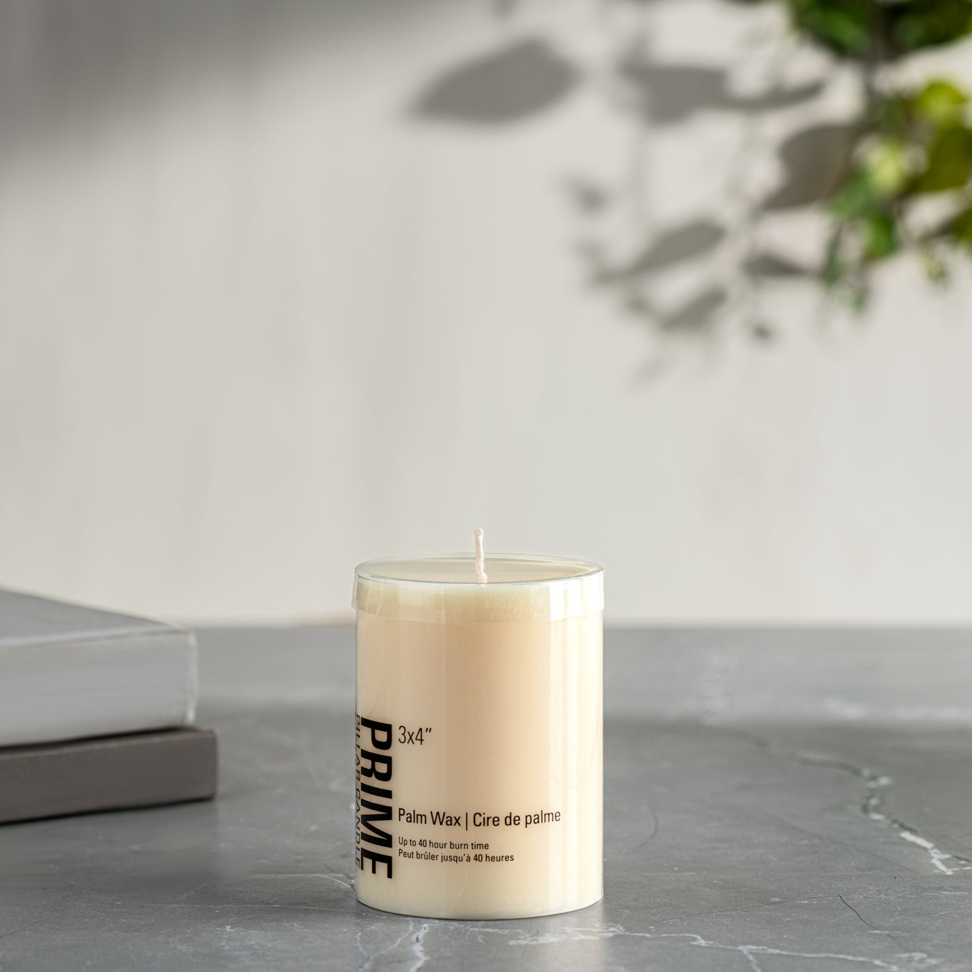Prime Palm Wax 3d x 4" Pillar Candle - Ivory