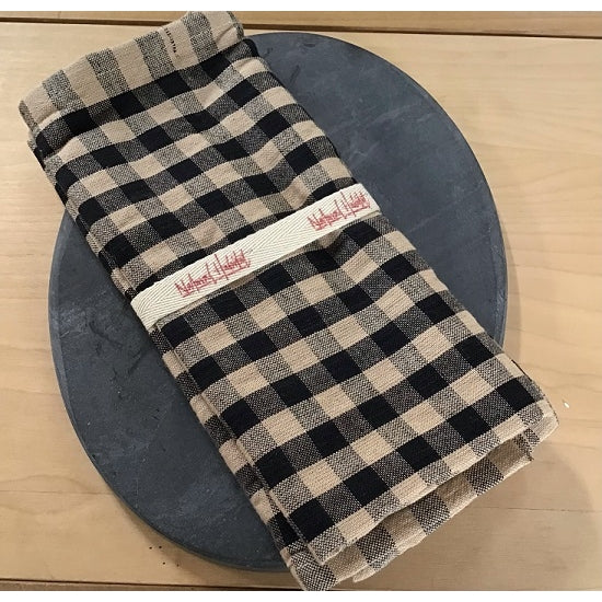 Dishtowels Set 3 Cottage Black/Tan