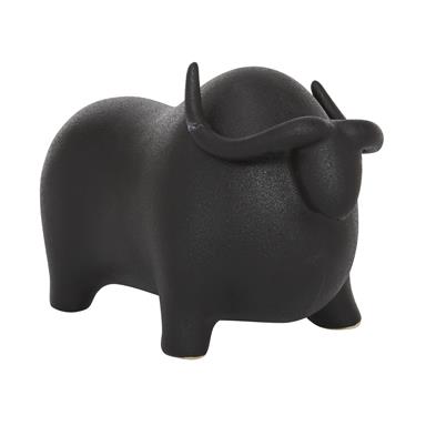 CERAMIC BULL SCULPTURE 12"W, 8"H