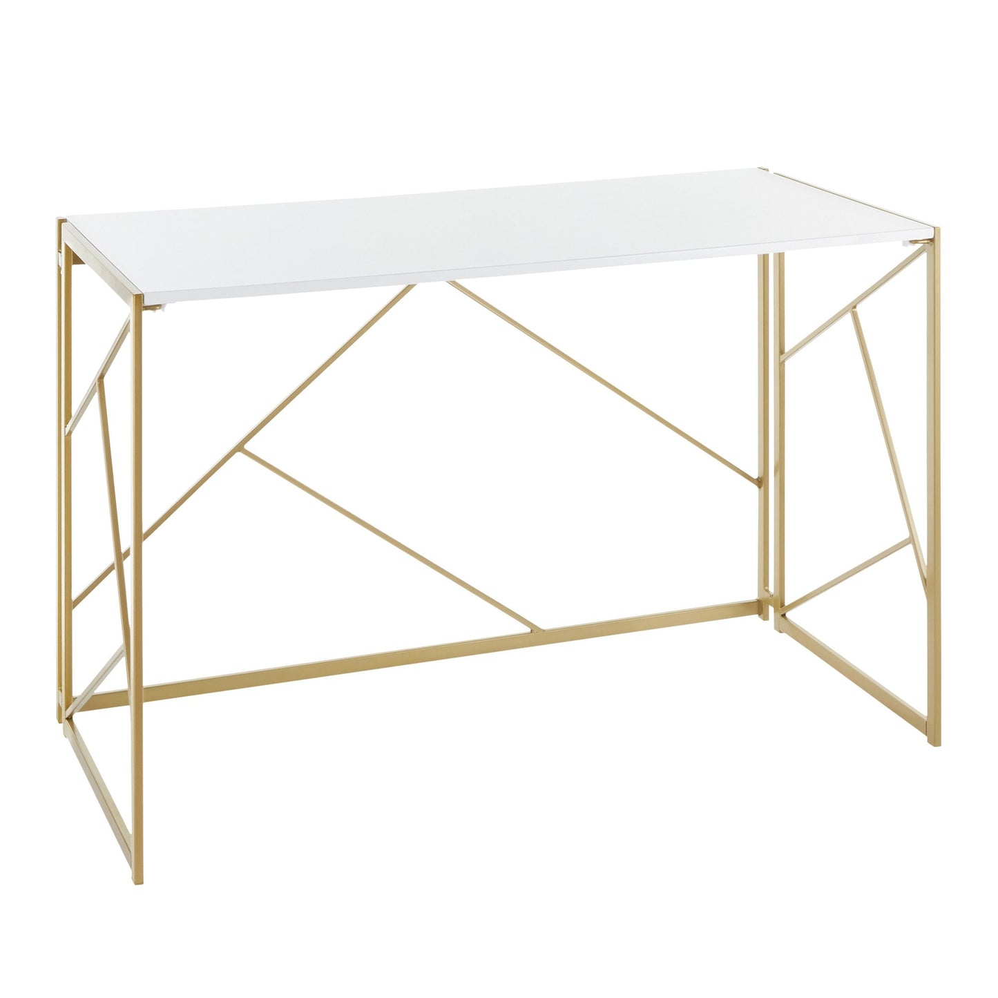 Folia Desk - Gold Metal/White