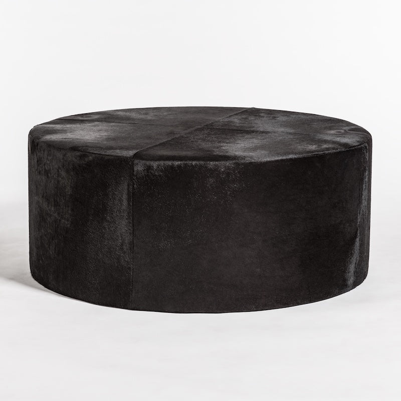 Ottoman Black Cowhide St. Francis