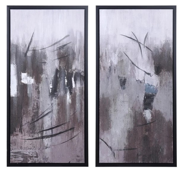 Hint of Blue Hand Painted Canvas Art (Set of 2)
