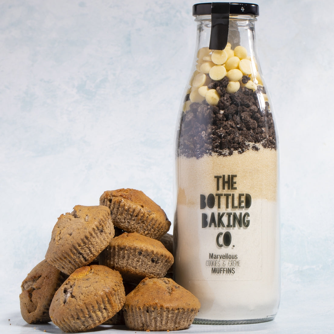 Cookies & Creme Muffin Baking Mix in a Bottle