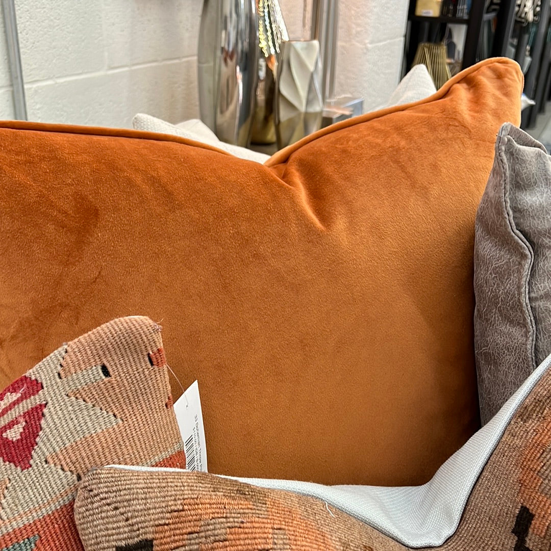 Orange velvet pillow