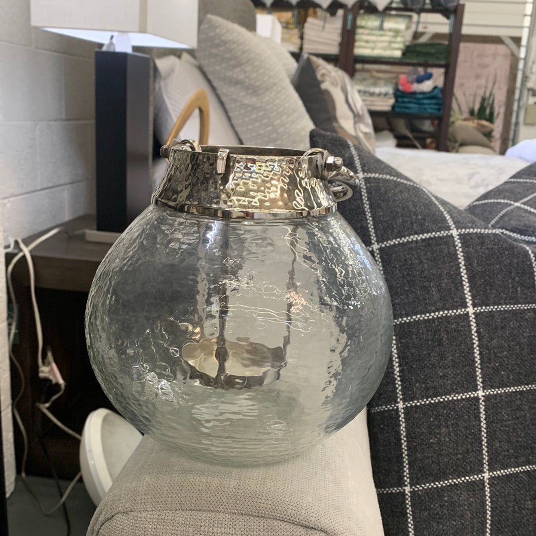Medium glass vase with metal top