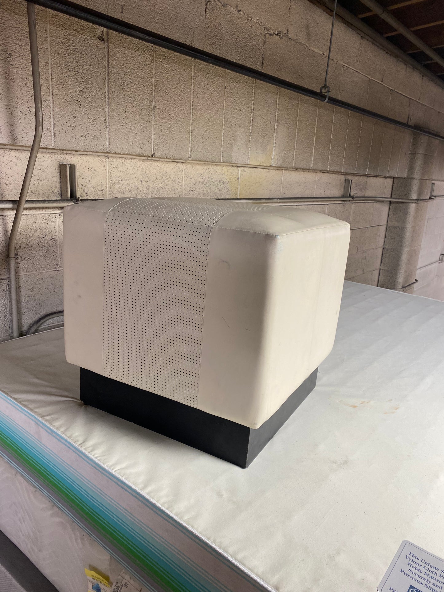 White Leather Ottoman