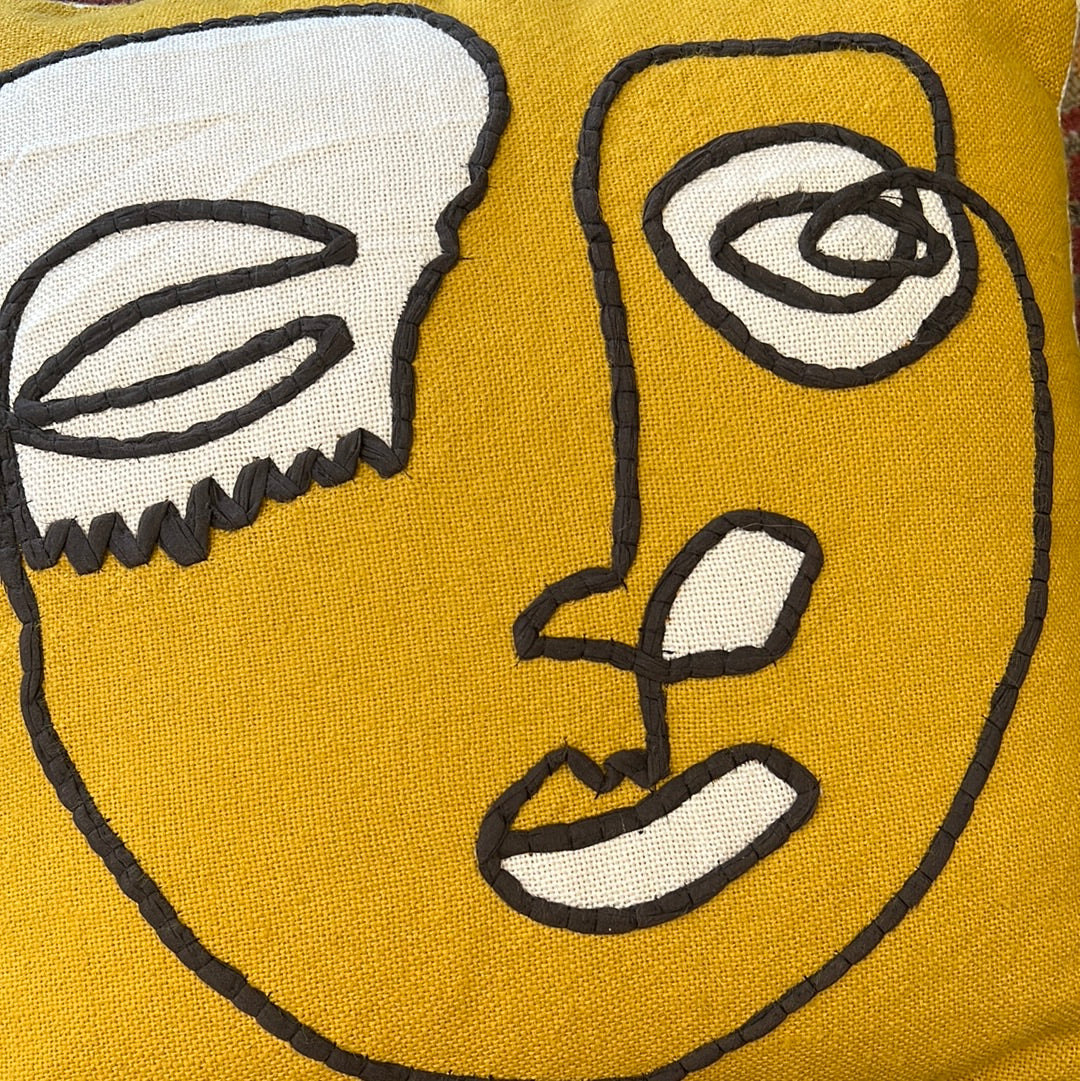 Yellow face pillow