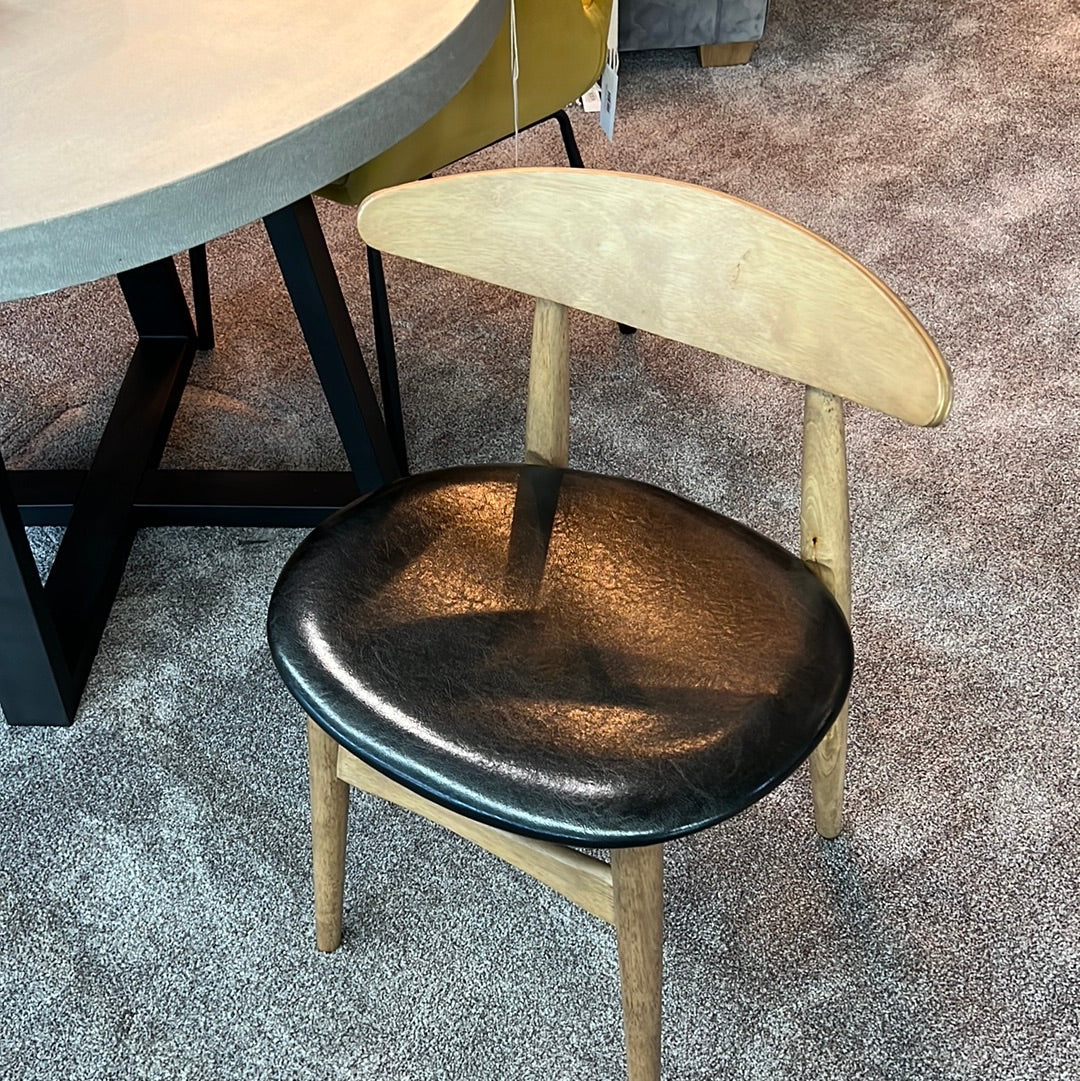 Mid-mod dining chair natural wood/ faux black Lea