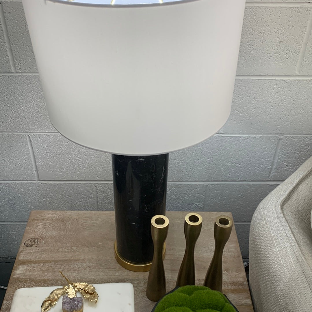 Black Marble Lamp with Gold Base
