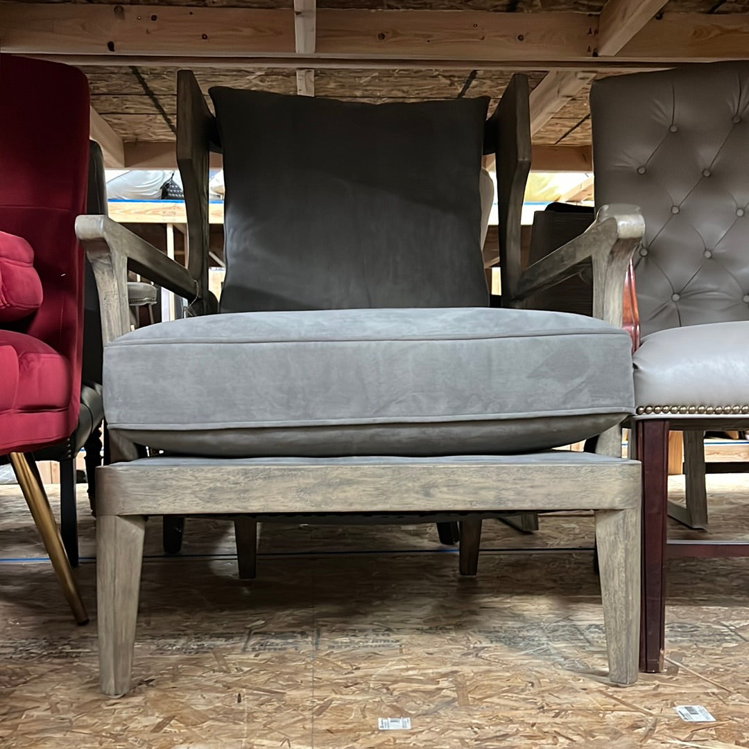 Grey Pillow Wooden Side Chair