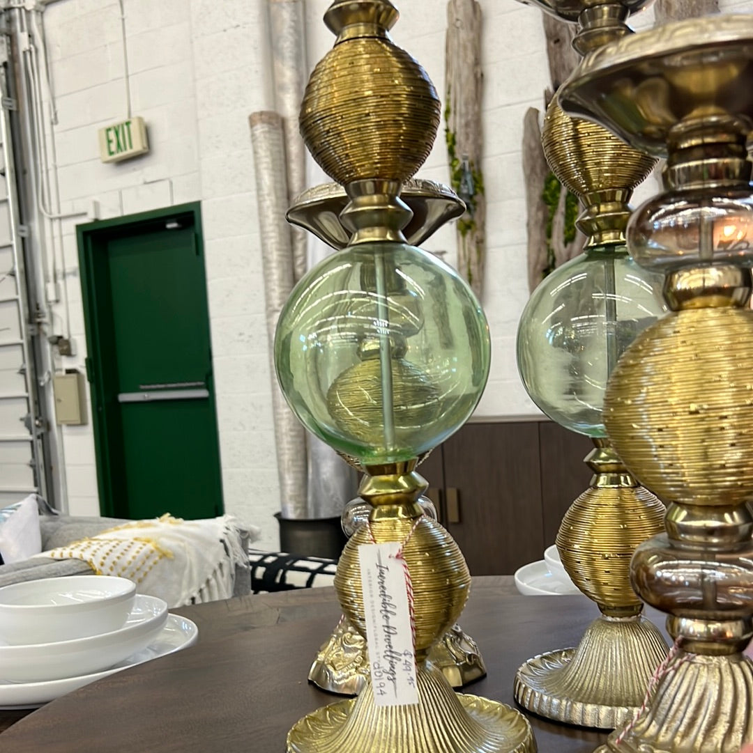 Gold Wire/Glass Candle Stick