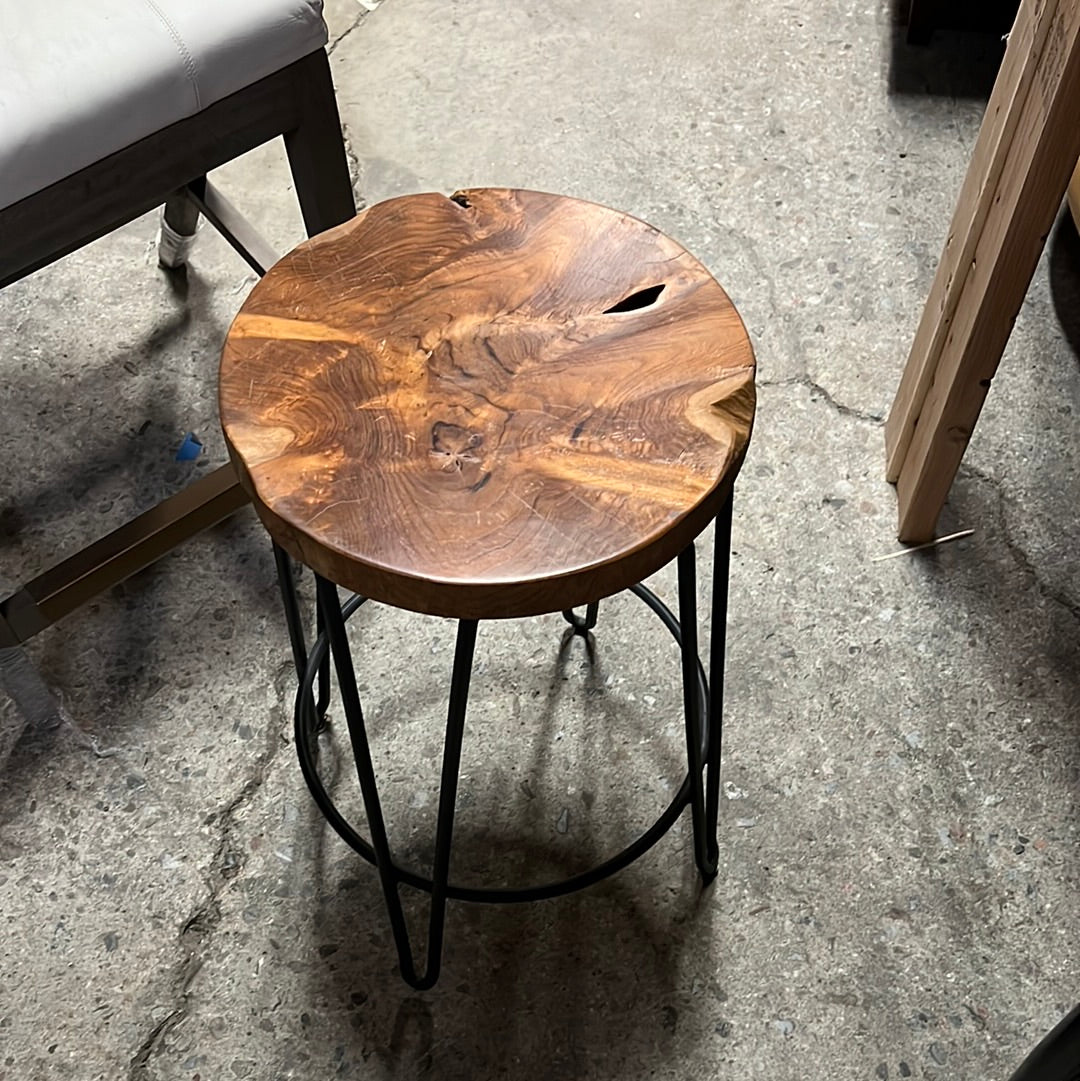 Brown wood bar stool