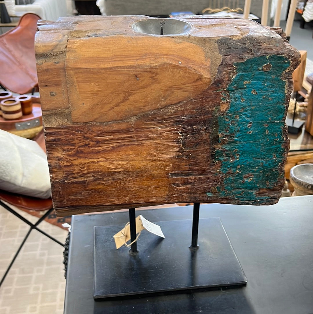 Block Wood Candle Holder