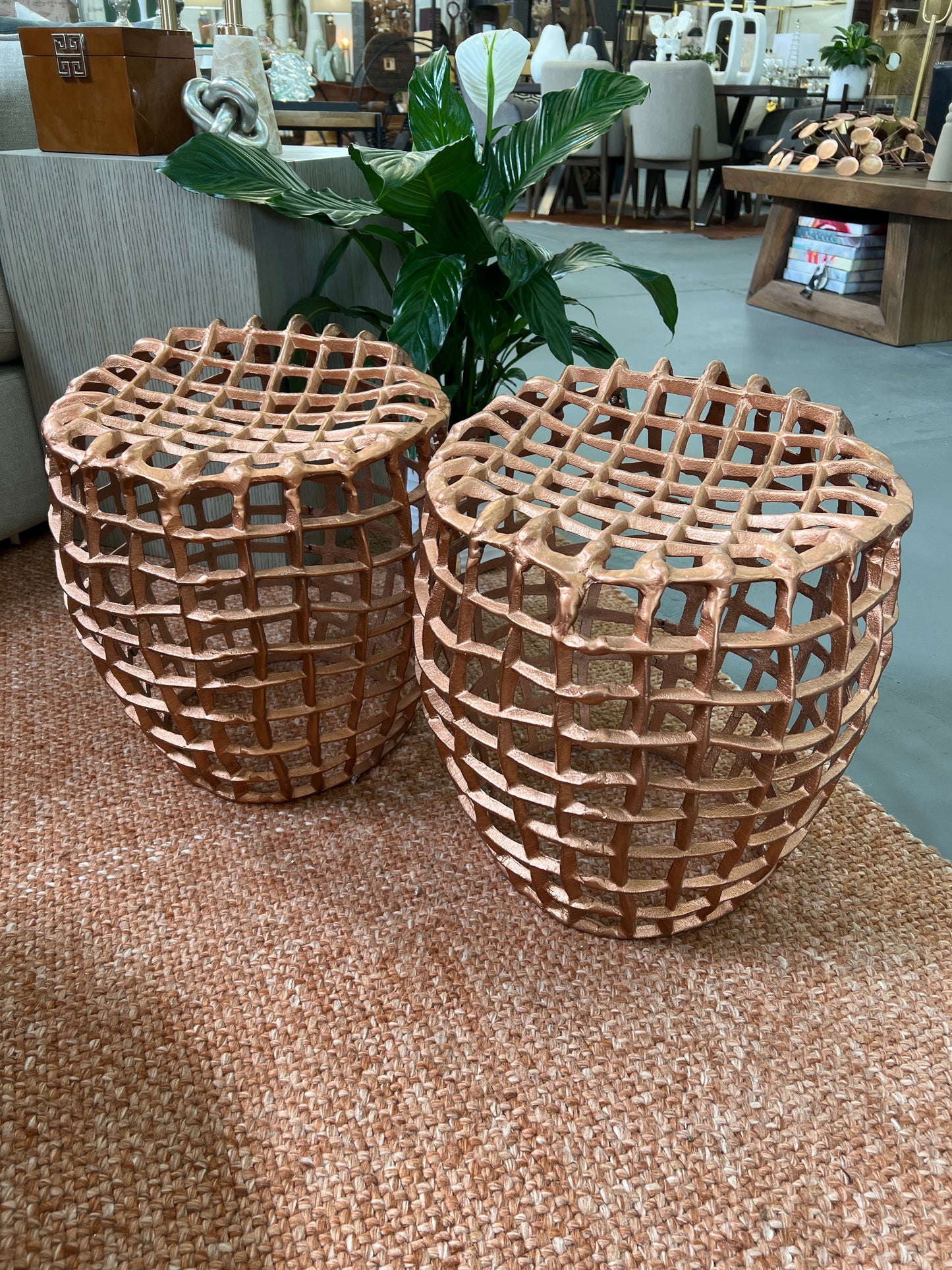 Organic Round Stool Rose Gold